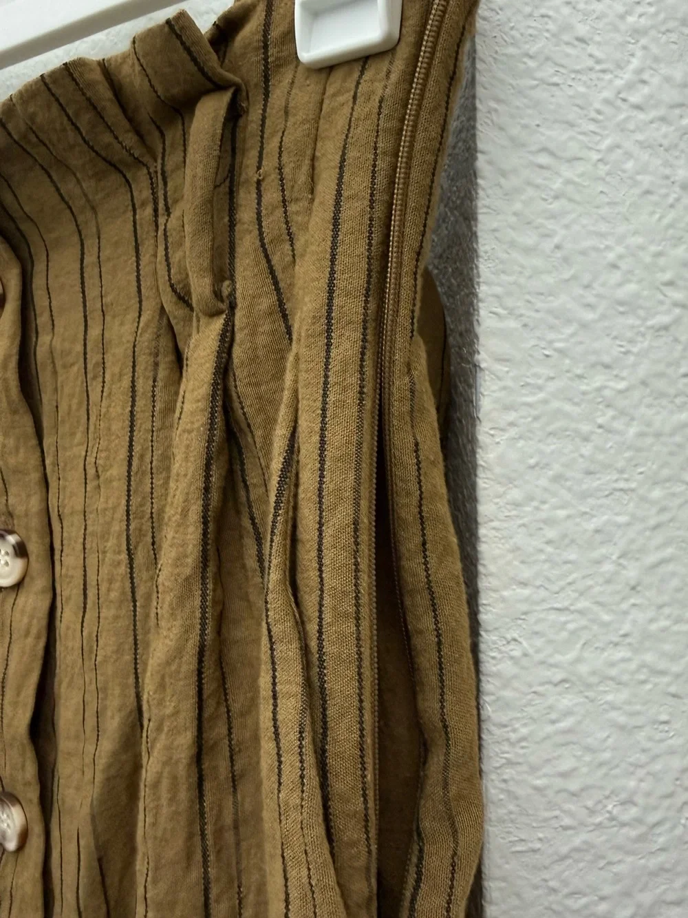 H&M Rust Brown Striped Paperbag Mini Skirt Button Front Tie Waist Sz 4